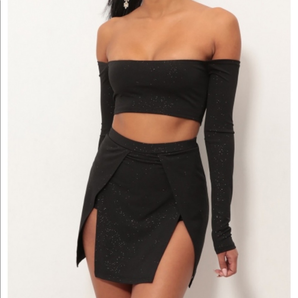 Black Shimmer 2 Piece Set (skirt + top)